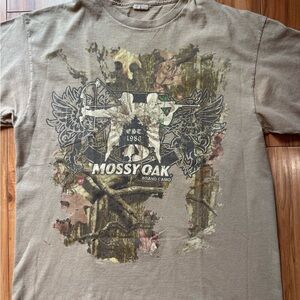 Mossy Oak Vintage Y2K Crazy‎ Front & Back Graphic RealTree Camo Grunge Print XL